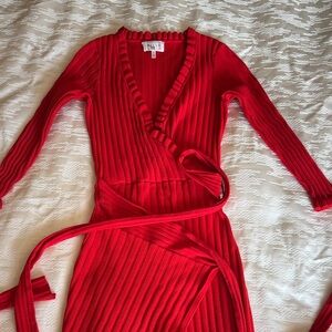 Milly wrap red “knit” style dress size P (XS)